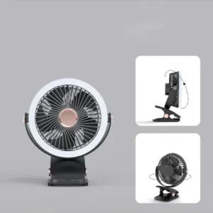 Ventilador Portátil Recarregável 2400mah 5 Velocidades Led Cor Preto - Imagem 9