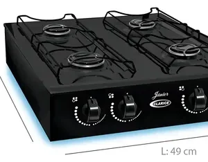 Fogão Portátil 4 Bocas Clarice Junior Preto GLP Acendimento Manual - Imagem 4