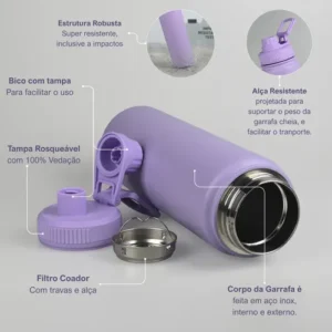 Garrafa 800ml Térmica Inox Academia Esportiva Água Gelada - Imagem 2