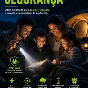 Kit 2 Unidades - Lanterna Tática Militar T9 Mais Forte Do Mundo Profissional Lanterna Potente Led Mais Forte Do Mundo Acampamento Viajens Caça Camping - Commlite Branco Preto - Imagem 7