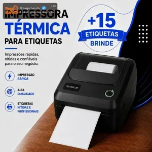 Impressora Térmica Etiquetas Ecommerce 108mm USB Bivolt 110v e 220v Monocromática Com Destacador + 15 Etiquetas de Brinde Techseller - Imagem 1