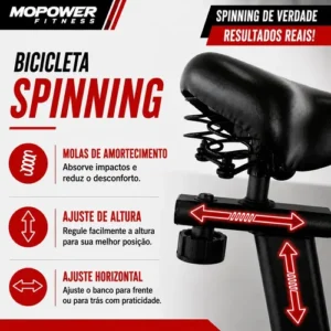 Bicicleta Ergométrica Spinning Mopower GTSX Roda inércia 20kg Suporta até 120kg - Imagem 4