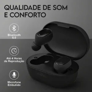 Fone de Ouvido Davely D981 TWS Sem Fio Bluetooth 5.0 In-Ear Preto com Estojo de Carregamento para Android e iPhone - Imagem 4