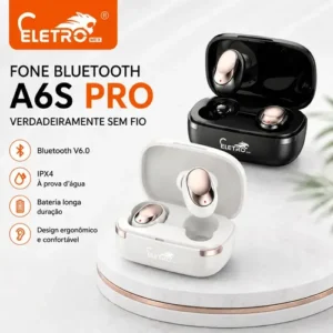 Fone De Ouvido Sem Fio Bluetooth 6.0 Eletro Mex A6s Pro Tws Ipx4 À Prova D'água Com Som Estéreo E Graves Potentes, Para Celulares/esportes/laptops, Branco - Imagem 3