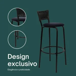 Cadeiras Para Bancada Alta Americano Bistrô Bar 2u Exclusiva - Imagem 4