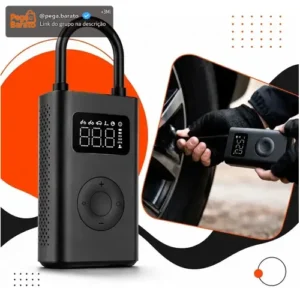 Mini Compressor Digital Hold On Bomba De Encher Pneus Portátil Para Carro Bicicleta Motocicletas Cor Preto Com Calibrador - Imagem 1