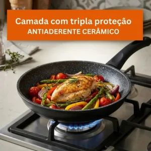 Frigideira De Indução Cerâmica Não Gruda Antiaderente Frita Sem Óleo Grande Fogão A Gás Indução Cooktop Elétrico Panela 24cm Preto Pítia - Imagem 6