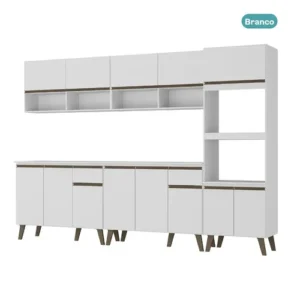 Armário De Cozinha Completa Modulada 270cm Com Armário E Balcão Atlanta Total Carraro Branca - Imagem 3