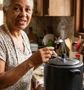 Panela de Pressão 10 litros Alumínio Preta Grande Reforçada Cozimento Rápido Econômica Fechamento Interno - Imagem 2