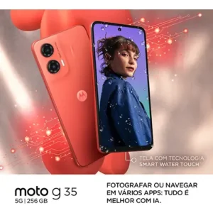 Smartphone Motorola Moto G35 5g - 256gb 4gb Ram+8gb Ram Boost e Camera 50mp Com Ai Nfc Tela 6.7 Com Superbrilho - Coral - Vegan Leather - Imagem 3