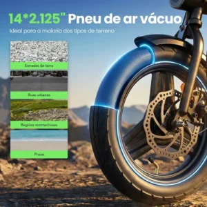 Bicicleta Elétrica Xroymexroy EB1S 500W 36V 12Ah 50km Dobrável com LED, Suspensão Traseira, Display LCD Horizontale e USB - Imagem 4