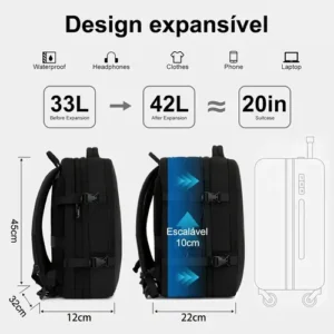 Mochila Viagem Executiva Grande Notebook Feminina Masculina - Imagem 4