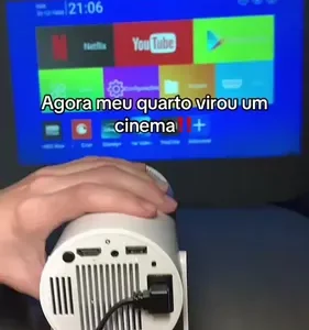 Projetor Smart Portátil Full Hd 4k Android 11 Wi-fi Bluetooth Mini Projetor Home Theater Cinema Em Casa Imagem Nítida Som Potente Compatível Com Diversos Dispositivos Branco 127/220 - Imagem 9