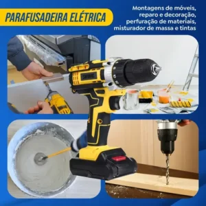 Parafusadeira Furadeira C/ 2 Baterias Maleta Kit Completo Led Eixo Flexível Vários Níveis Torque Simake - Imagem 4