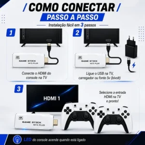 Conversor Video Game 4k Hdmi Adaptador Game Stick 2 Controle - Imagem 7