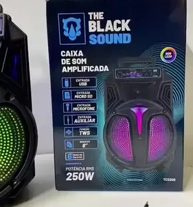 Caixa de som Amplificada Bluetooth Rádio Fm 250w Rms Tws Led Rgb Portatil Sem Fio Usb Tcs300 Cor Preto The Black Tools - Imagem 2