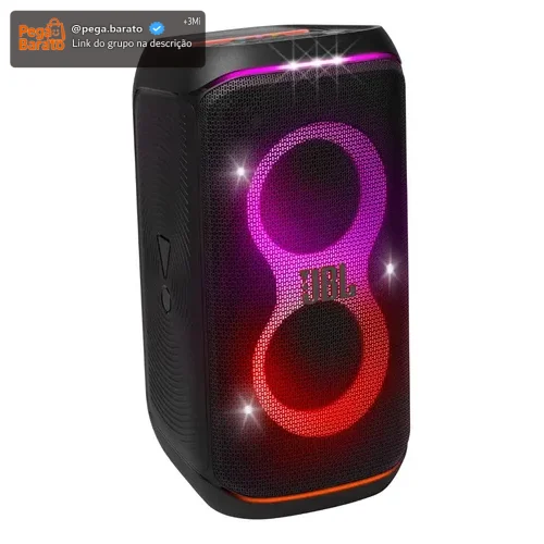 Caixa de Som JBL PartyBox Club 120 Bluetooth Show de Luzes À Prova de Respingos Som JBL Pro Sound 160W RMS - Preta