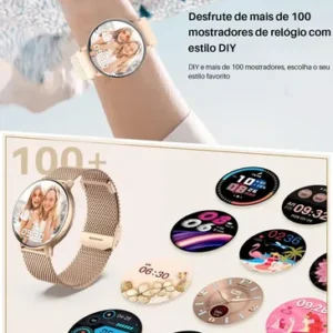 Smartwatch Chamada Relógio Inteligente Feminino/mulher Doura Dourado - Imagem 7