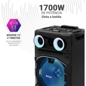 Caixa de Som Philco Extreme Bluetooth com Flash Light V5.3 1x Woofer 1700W PCX7300 - Imagem 5