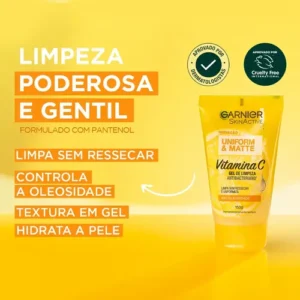 Kit Skincare Gel de Limpeza e Hidratante com Vitamina C, Ação Antioleosidade e Uniformizadora, Pele Iluminada e Hidratada, Uniform & Matte Garnier 150g - Imagem 6