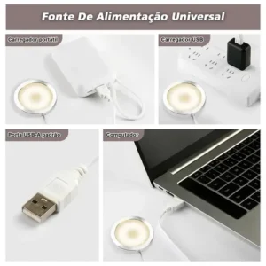 kit 3 luminaria lâmpadas led 001 diy para impressao 3d para bambu labs redondo branca quente/Branco/Branco Frio 3 cores 5V 3W usb moderna peças 3d acessórios Presente decorativa makerworld mh - Imagem 6