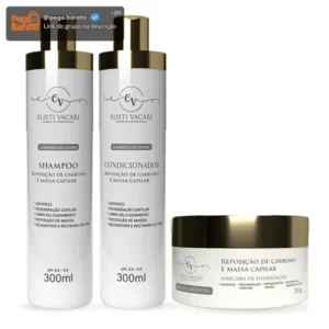 Kit Carbono Shampoo + Condicionador E Máscara Elieti Vacari - Imagem 1
