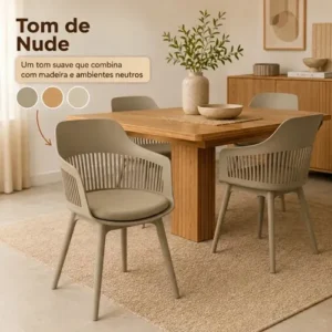 Kit 2 Cadeiras de Jantar Estofada Marcela Cor Nude Escuro Magazine Decor - Imagem 8