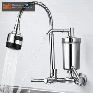 Torneira Gourmet Luxo Com Filtro Puficador Flexível Cozinha Parede 2 Jatos Cor Cromada - Marca Camperluz - Imagem 1