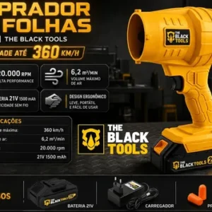 Soprador De Ar Turbo 21v Portátil Bateria Recarregável Potente Para Folhas Pó Limpeza Carro Tso-21a The Black Tools - Imagem 4