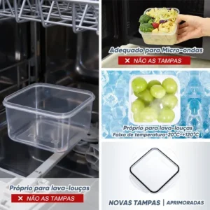 Conjunto 4 Potes Hermeticos Transparente Vasilhas Plasticas - Imagem 7