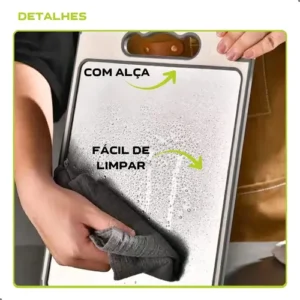 Tábua de Corte Higiênica Relimax Antiderrapante, de Inox, com Canaleta e Afiador para Carnes e Legumes - Imagem 6