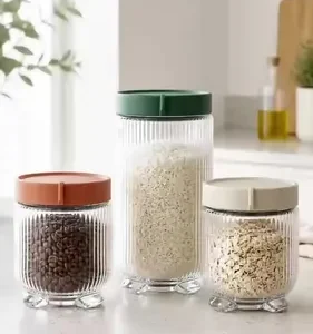 Kit 3 Potes Vidro Herméticos Gire Trava Organizador Cozinha - Imagem 2