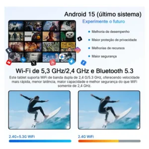 Tablet A9 tab Android 15 Tablets 11.6”HD 16Gb Ram+512gb Tf 1Tb,5g Wifi,8800mAh,Octa-core,MTK6799,Parental Control,Bt5.3,Tablet Certificado Gms,Teclado de Conexão Inteligente+Mouse Bluetooth Lilás - Imagem 5