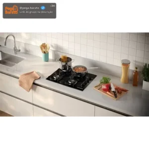 Cooktop 4 Bocas a Gás Continental Mesa de Vidro Preto com Acendimento Automático (KC4GR) - Bivolt - Imagem 1