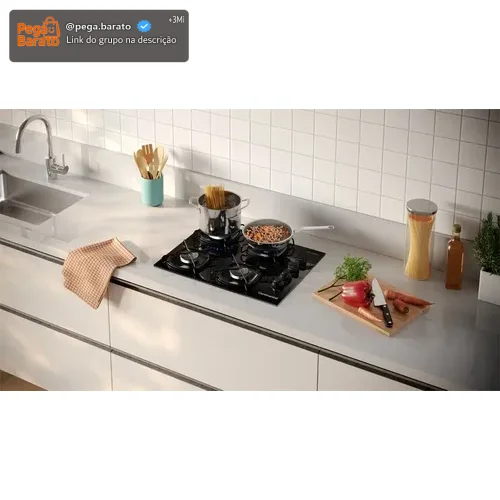 Cooktop 4 Bocas a Gás Continental Mesa de Vidro Preto com Acendimento Automático (KC4GR) - Bivolt