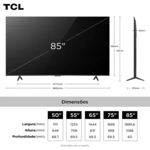Smart TV TCL 85 Polegadas QLED 4K P7K WiFi Bluetooth Google TV HDR10+ Dolby Atmos Dolby Vision 85P7K - Imagem 4