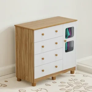 Cômoda Infantil Peroba Uli 4 Gavetas 1 Porta MDF Multicolorido - Imagem 6