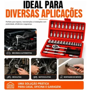 Maleta Jogo 46 Peças 1/4 Bits E Soquetes 414mm Compacto - Imagem 6