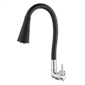 Torneira De Pia Gourmet Flexível De Parede Jato Com Aerador Para Cozinha Cor Preto - Imagem 2