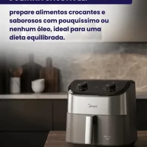 Fritadeira Air Fryer 4,5l Widemax Com Interior De Alumínio 1500w Midea - Imagem 7