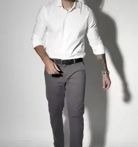 Calça Sarja Masculina Social Slim Elastano Bolso Embutido - Imagem 2