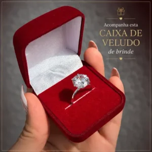 Anel Solitário Noivado Virginia Prata 925 Zircônia Grande - Imagem 4