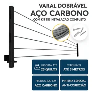 Varal De Parede Retrátil Resistente Dobravel Até 4 Metros - Imagem 7
