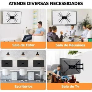 Suporte Articulado Tv Monitor Lcd Led Plasma 17 22 27 29 32 Preto - Imagem 3