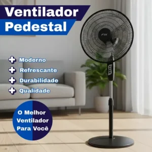 Ventilador De Pedestal Silencioso Leve 5 Pás 3 Velocidades - Imagem 3