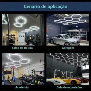 Iluminação Led Hexagonal Colmeia 8 Células Branco Frio Teto - Imagem 6