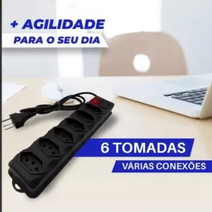 Régua Extensão Elétrica 6 Tomadas Filtro Linha 10a Cabo 3 Metros - Imagem 5