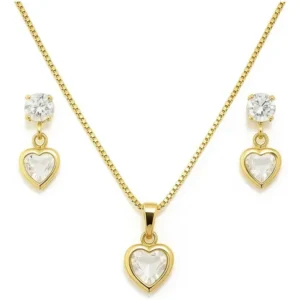 Corrente Feminina Conjunto + Brincos Folheados A Ouro Top - Imagem 3