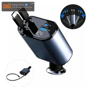 Carregador Veicular 120w Compatível Com Iphone 8 X Xr 11 12 - Imagem 1