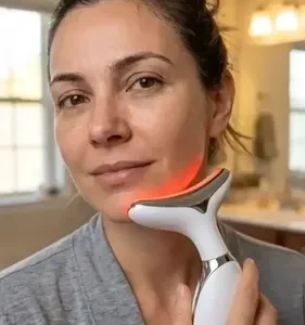 Massageador Facial e Pescoço com LED, Vibração e Fototerapia para Rejuvenescer - Imagem 2